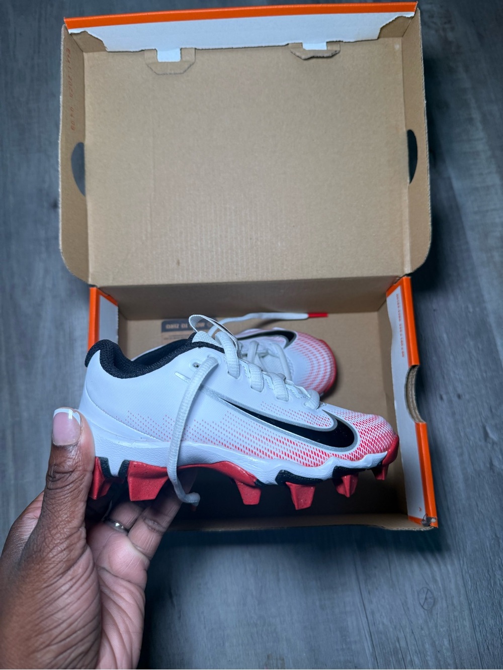 Nike Vapor Shark 3 BG Football Cleats White Red Black Size 10C